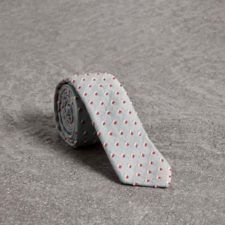 Burberry Burberry Slim Cut Chenille Dot Cotton Silk Tie, Blue