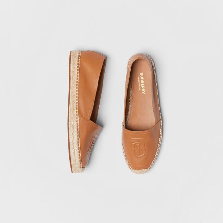 Burberry Burberry Monogram Motif Lambskin Espadrilles, Size: 35, Brown