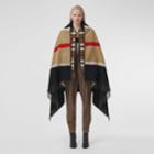 Burberry Burberry Embroidered Logo Stripe Cashmere Wool Cape