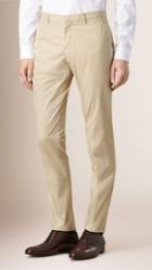 Burberry Burberry Slim Fit Cotton Trousers, Size: 38, Beige