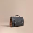 Burberry Burberry Leather And House Check Satchel, Black