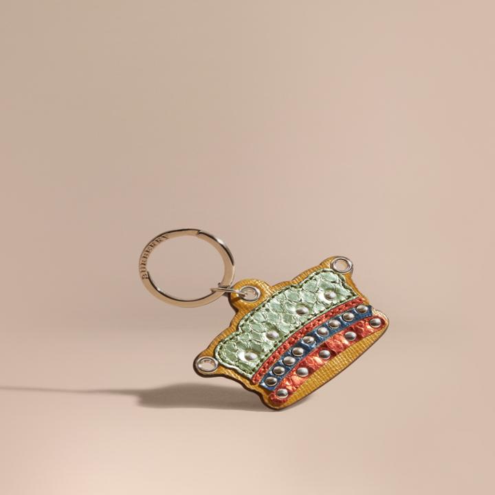 Burberry Burberry Snakeskin And Leather Crown Key Charm, Green