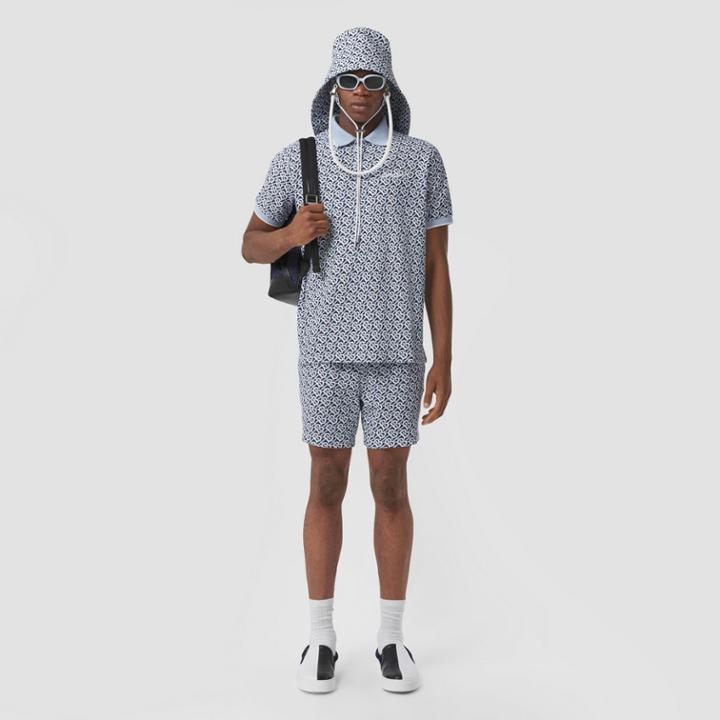 Burberry Burberry Monogram Print Cotton Piqu Oversized Polo Shirt