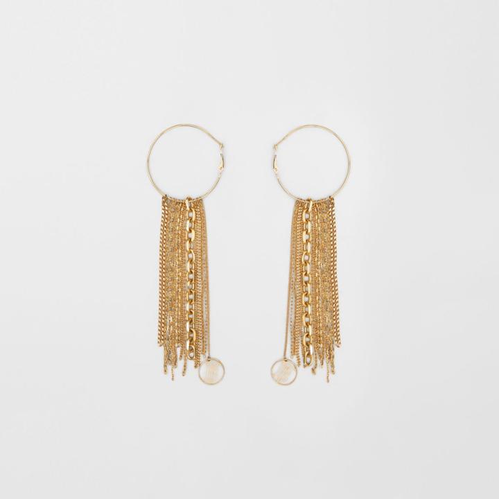 Burberry Burberry Chain Detail Gold-plated Hoop Earrings, Yellow