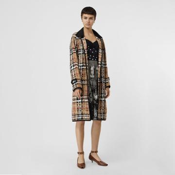 Burberry Burberry Check Basketweave Ribbon Coat, Size: 00, Archive Beige