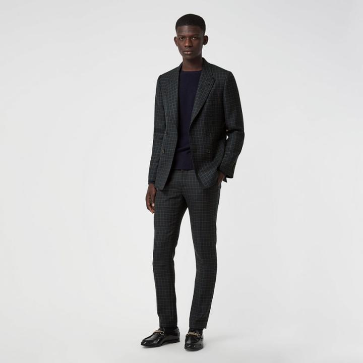 Burberry Burberry Slim Fit Tartan Wool Tailored Jacket, Size: 34r, Blue