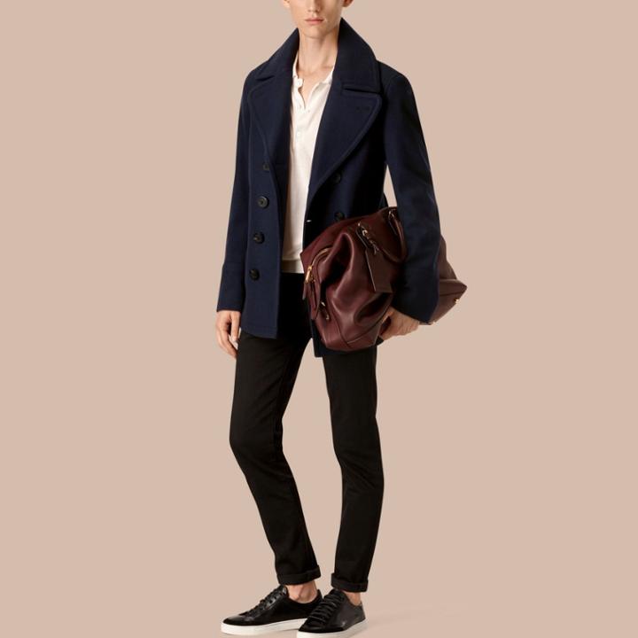 Burberry Burberry Wool Cashmere Pea Coat, Size: Xxxl, Blue