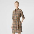 Burberry Burberry Vintage Check Cotton Tie-waist Shirt Dress, Size: 06, Beige