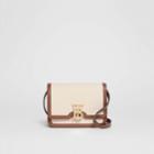 Burberry Burberry Mini Two-tone Canvas And Leather Tb Bag, Brown