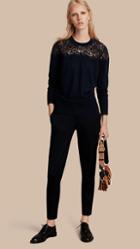 Burberry Lace Yoke Merino Wool Sweater