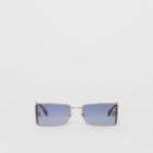 Burberry Burberry 'b' Lens Detail Rectangular Frame Sunglasses, Brown