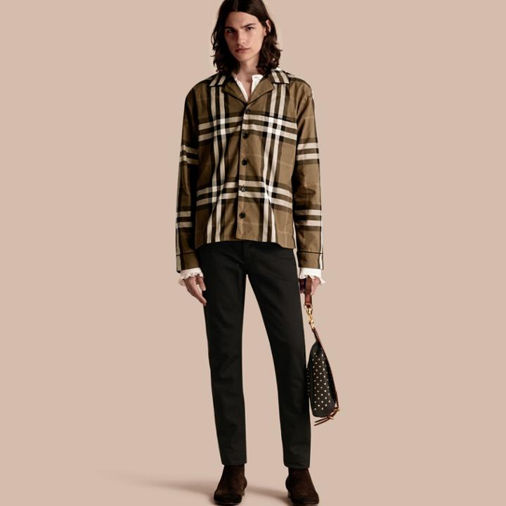 Burberry Burberry Check Cotton Pyjama-style Shirt, Green