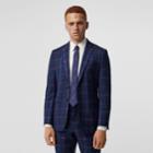 Burberry Burberry Slim Fit Ekd Check Wool Tailored Jacket, Size: 34r, Blue
