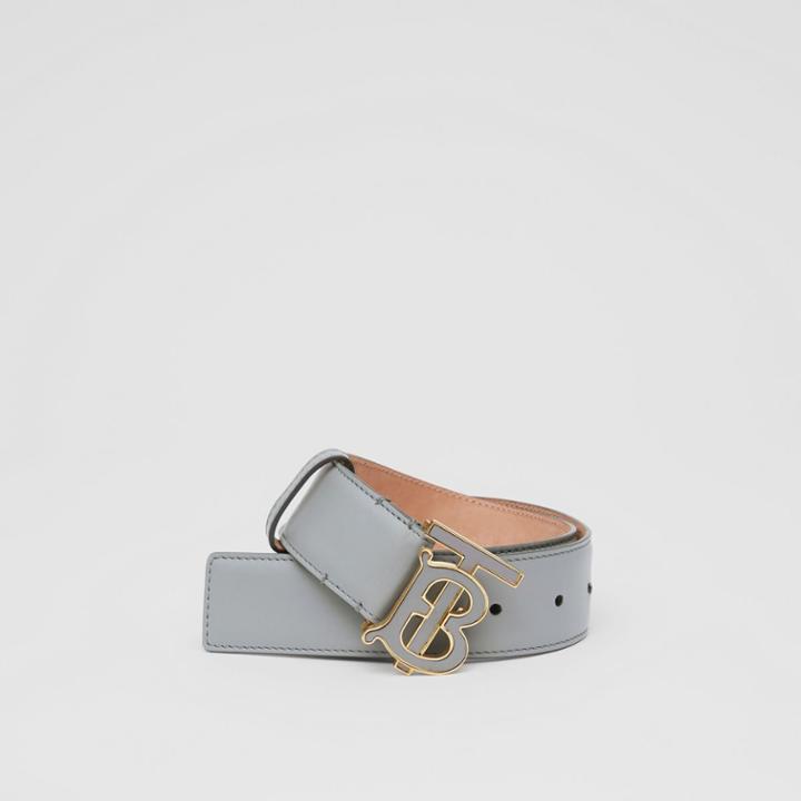 Burberry Burberry Monogram Motif Leather Belt, Grey