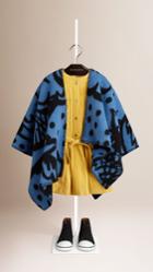 Burberry Burberry Childrens Thistle Motif Wool Cashmere Poncho, Size: Os, Blue