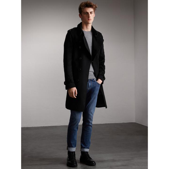 Burberry Burberry Cashmere Wool Trench Coat, Size: 36, Black