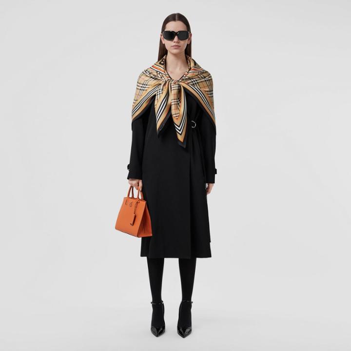 Burberry Burberry Reversible Check And Monogram Print Silk Scarf