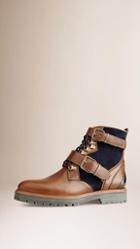 Burberry Colour Block Leather Ankle Boots