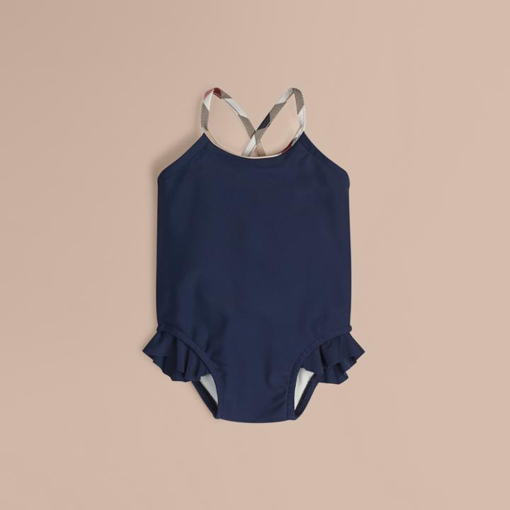 Burberry Burberry Check Trim Swimsuit, Size: 3y, Blue