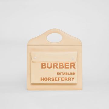 Burberry Burberry Medium Topstitched Leather Pocket Bag, Beige