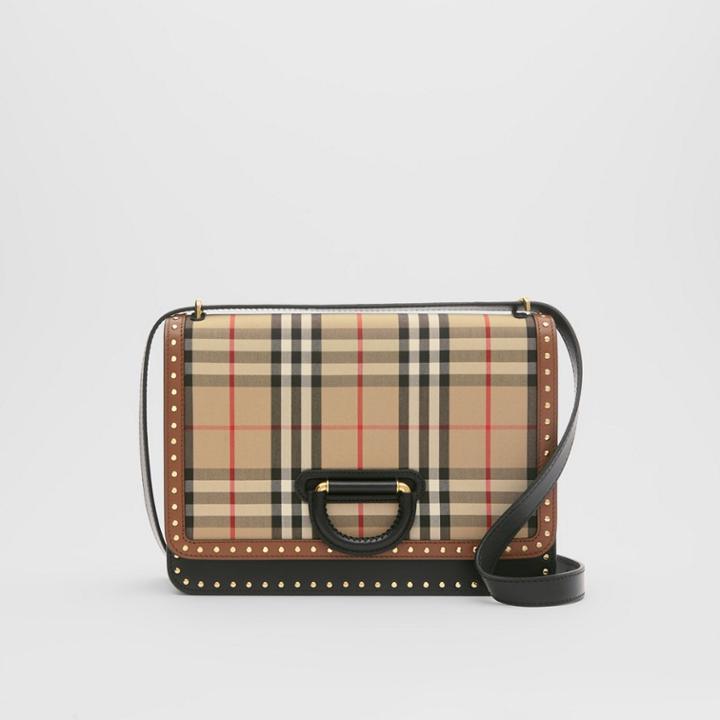 Burberry Burberry The Medium Leather And Vintage Check D-ring Bag, Beige