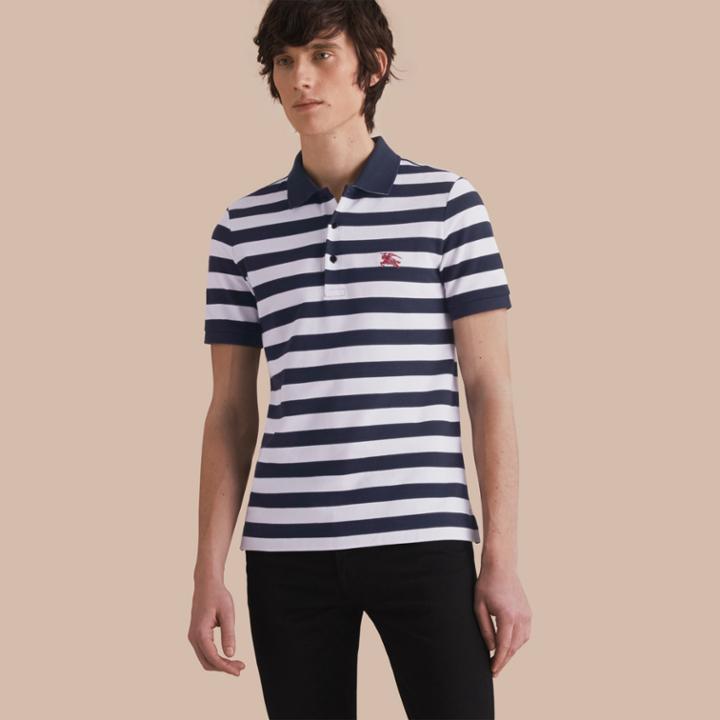 Burberry Burberry Striped Cotton Polo Shirt, Size: Xxl, White