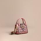Burberry Burberry The Small Buckle Tote In Trompe L'oeil Print Leather, Pink
