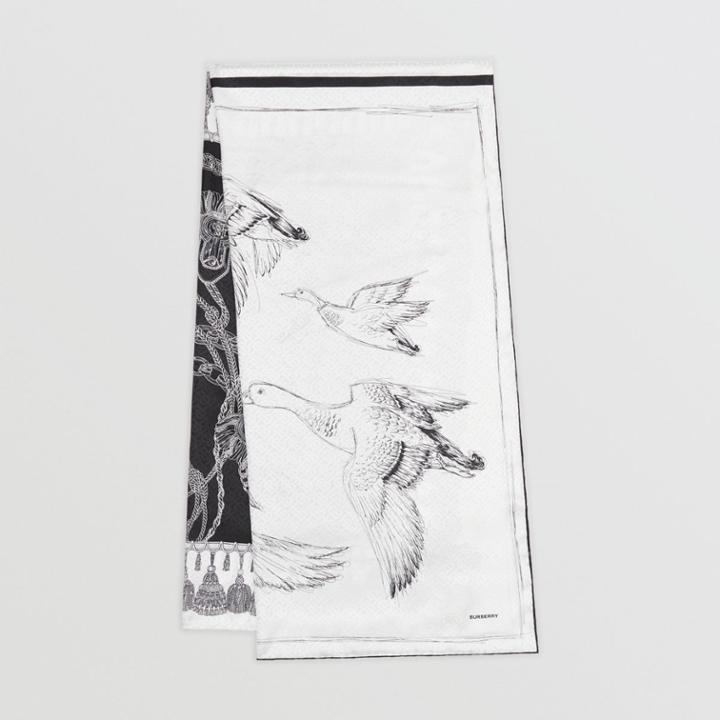 Burberry Burberry Montage Print Monogram Silk Jacquard Scarf, Black