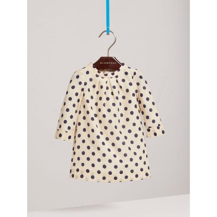 Burberry Burberry Spot Print Cotton Silk A-line Dress, Size: 3y, White