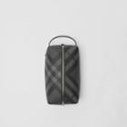 Burberry Burberry Ekd London Check And Leather Pouch, Grey
