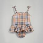 Burberry Burberry Ruffle Detail Vintage Check One-piece Swimsuit, Size: 12m, Yellow