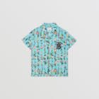 Burberry Burberry Childrens Short-sleeve Monogram Motif Rose Print Cotton Shirt, Size: 2y, Blue