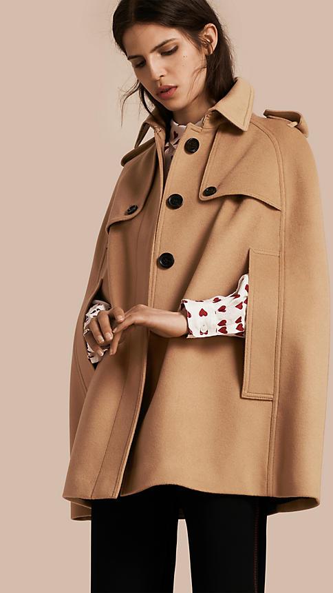 Burberry Wool Cashmere Blend Trench Cape