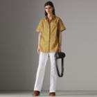 Burberry Burberry Short-sleeve Tiled Archive Print Cotton Shirt, Size: 04, Yellow