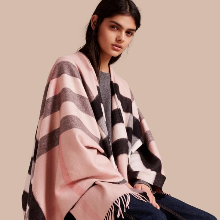 Burberry Burberry Check Cashmere And Wool Poncho, Purple