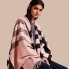 Burberry Burberry Check Cashmere And Wool Poncho, Purple
