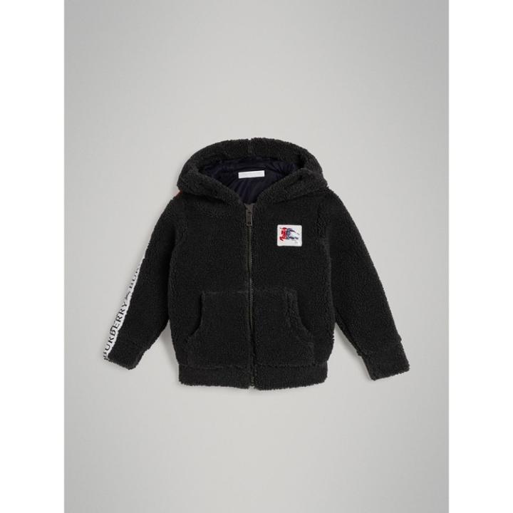 Burberry Burberry Faux Shearling Zip-front Hooded Top, Size: 14y