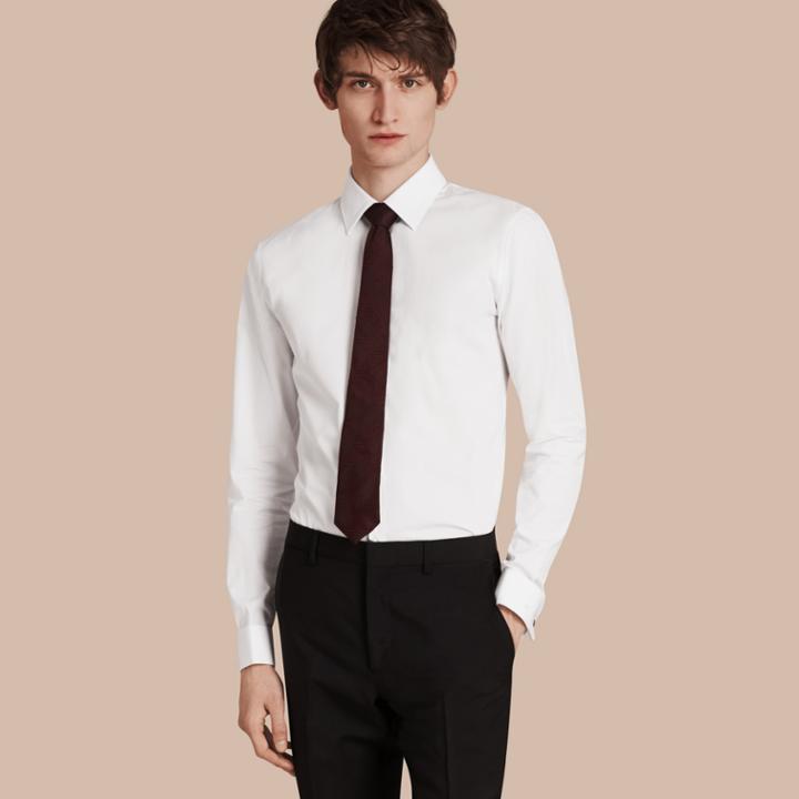 Burberry Burberry Slim Fit Double-cuff Cotton Poplin Shirt, Size: 17, White