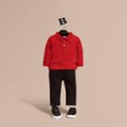 Burberry Burberry Check Trim Long-sleeved Cotton Polo Shirt, Size: 2y, Red