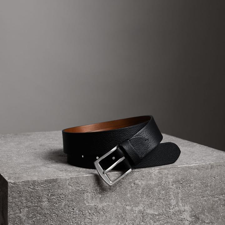 Burberry Burberry Grainy Leather Belt, Size: 85, Black