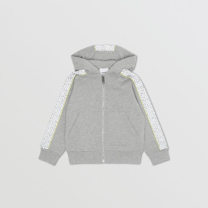 Burberry Burberry Childrens Monogram Print Panel Cotton Hooded Top, Size: 12y, Grey