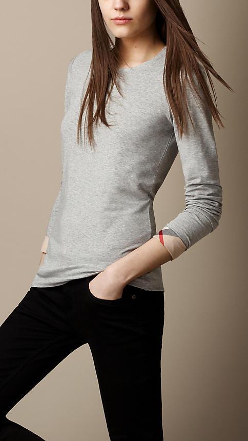 Burberry Check Cuff Stretch-cotton Top