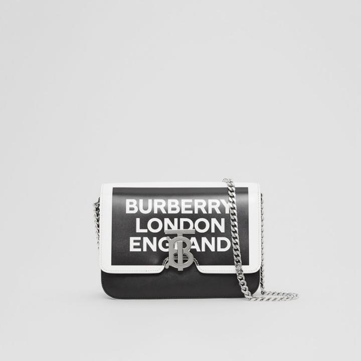 Burberry Burberry Small Painted Edge Logo Print Leather Tb Bag, Black