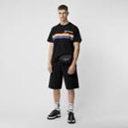 Burberry Burberry Rainbow Stripe Print Cotton Oversized T-shirt, Size: L, Black