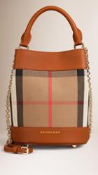 Burberry The Small Bucket Bag In House Check And Leather