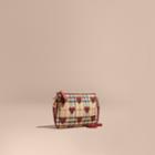 Burberry Burberry Heart Print Check And Leather Clutch Bag, Red