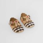 Burberry Burberry Childrens Vintage Check Cotton T-bar Shoes, Size: 19, Beige