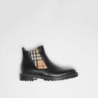 Burberry Burberry Vintage Check Detail Leather Chelsea Boots, Size: 42, Black