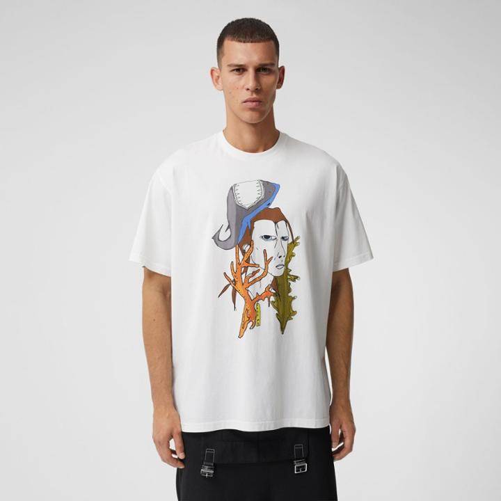 Burberry Burberry Marine Sketch Print Cotton T-shirt