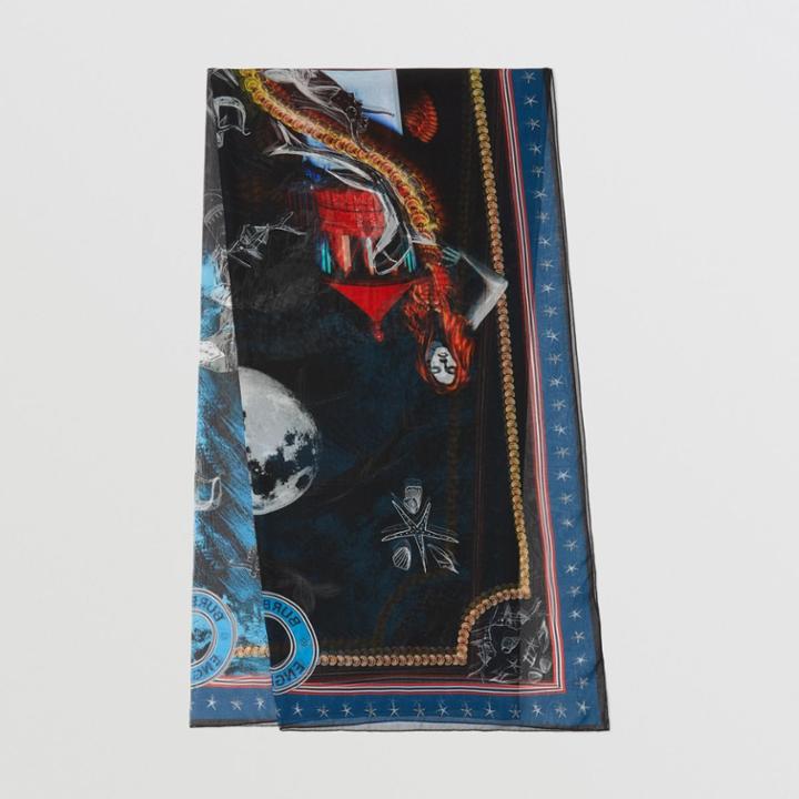 Burberry Burberry Mermaid Print Silk Chiffon Scarf